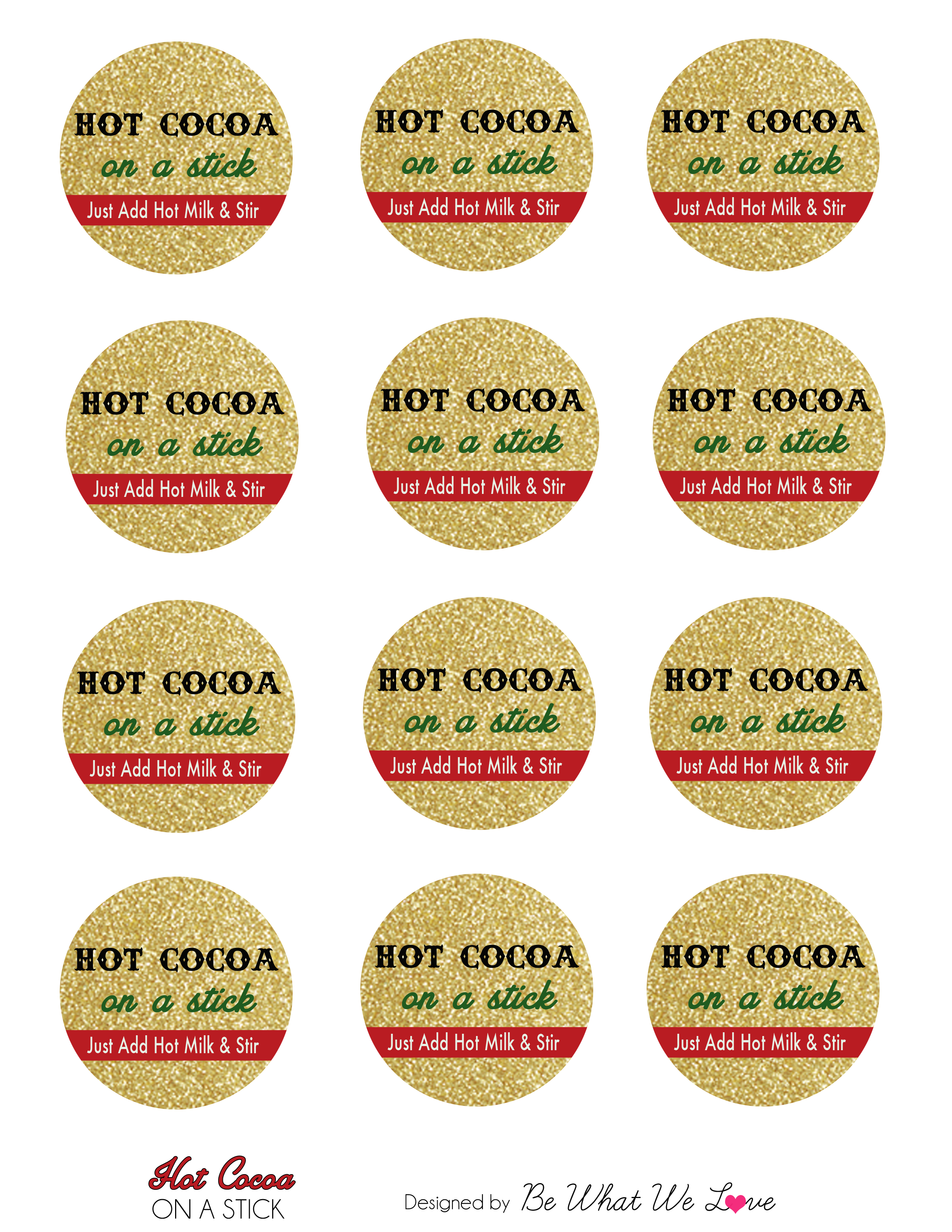 Hot Cocoa On A Stick - Free Label Template